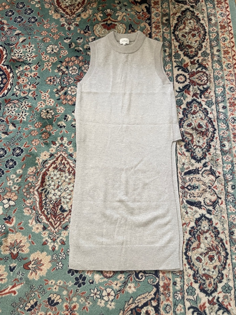 Sleeveless Knit Midi Sweater in Light Beige